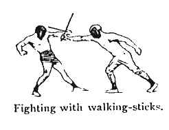 Fighting with walking sticks