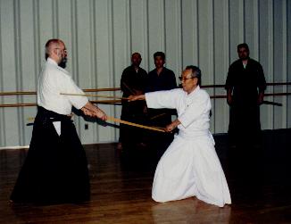 Kim Taylor and Matsuo Haruna performing Niten Ichiryu