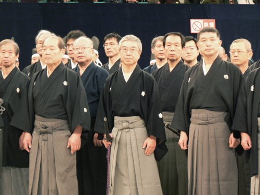 Namitome Shigenori Sensei of Shinto Muso Ryu jodo; Iwami Toshio Sensei of Hyoho Niten Ichi Ryu kenjutsu